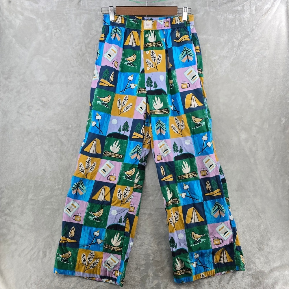 Lyre Bird Womens S Wren Pajama Pants Patchwork Camp Print Wide Leg